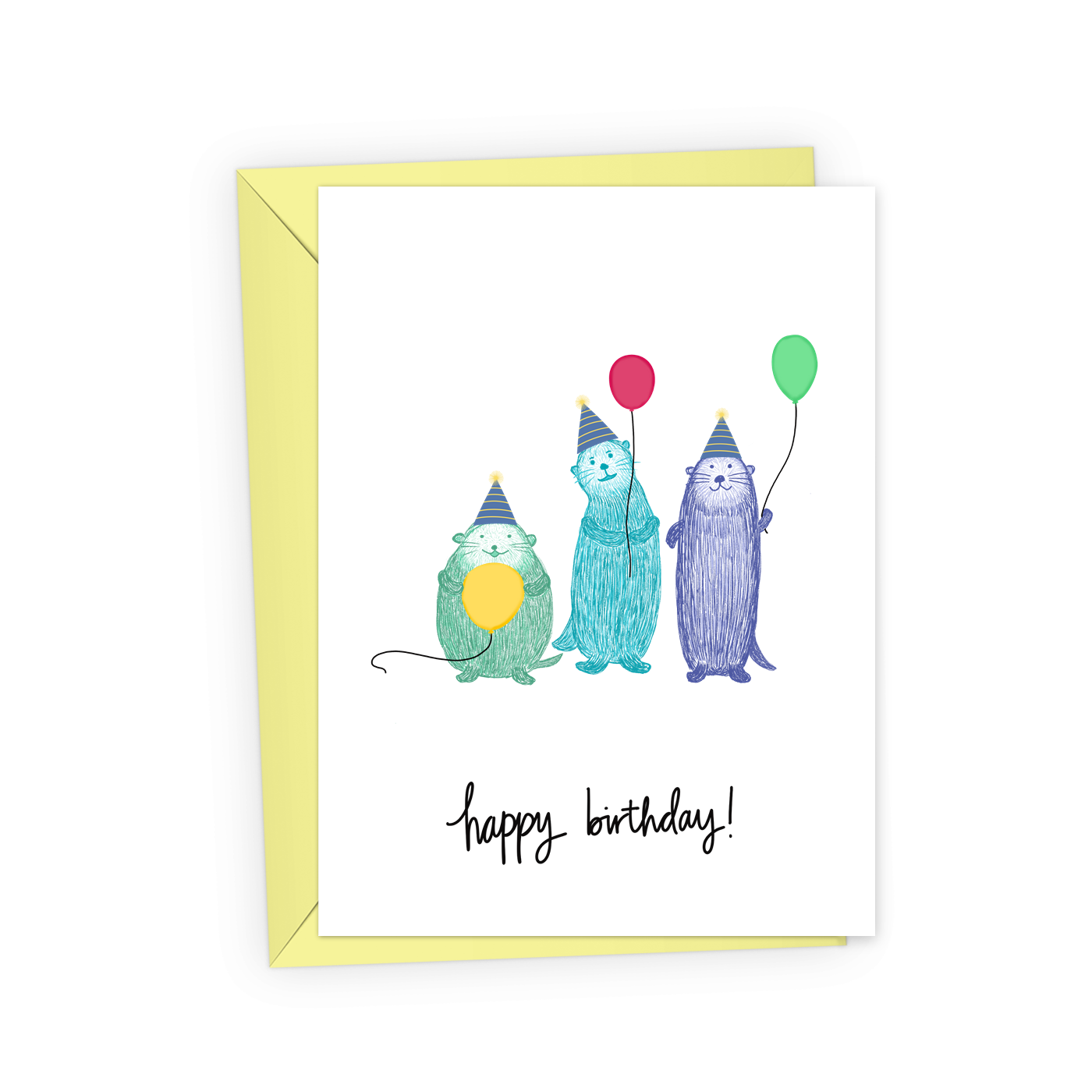 Otters and Balloons Birthday Card | A2