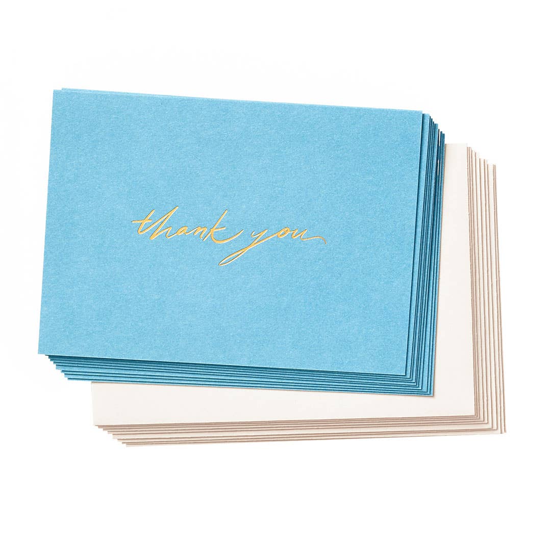 Aqua Blue Thank You Card Set