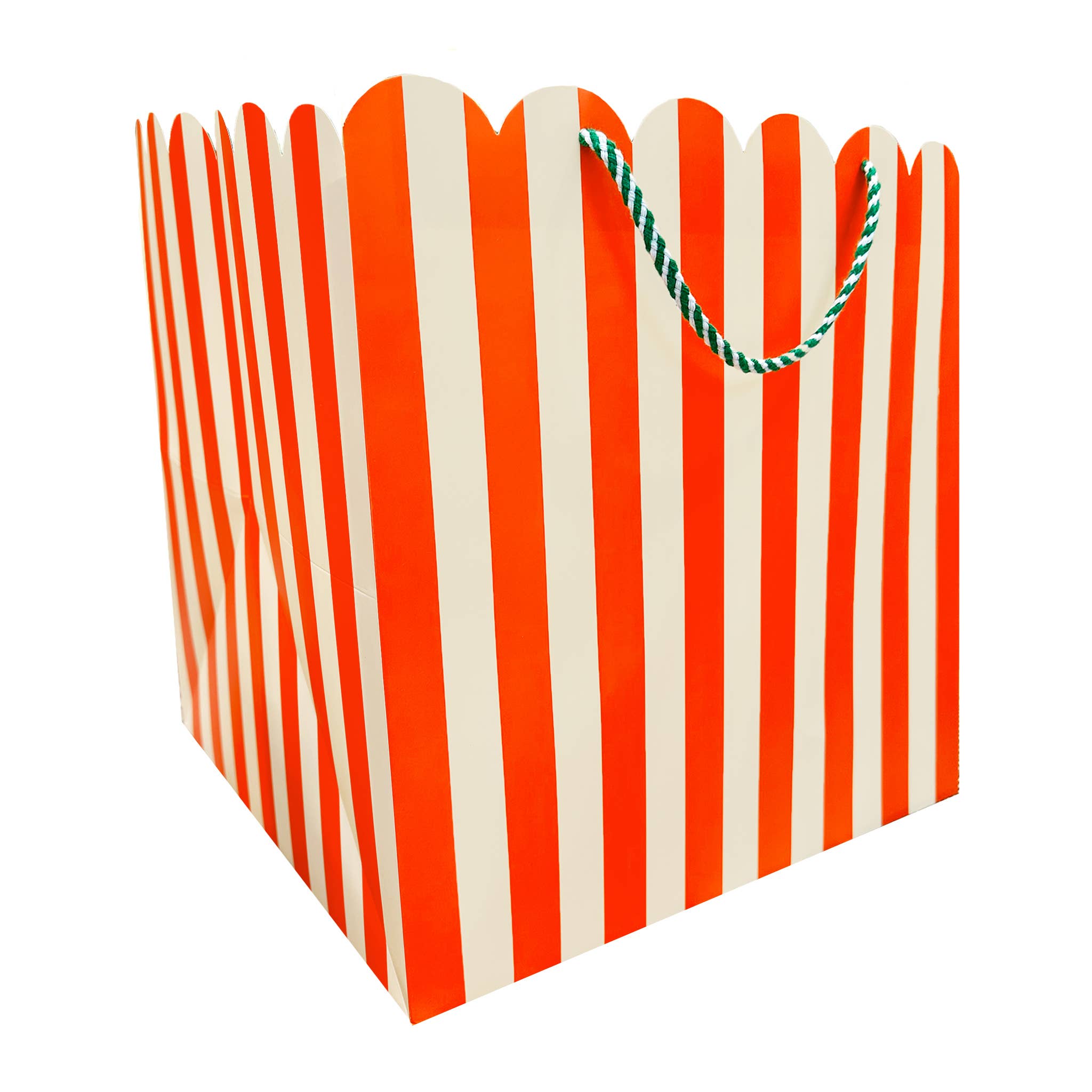 Holiday Stripes Scallop Large Square Gift Bag