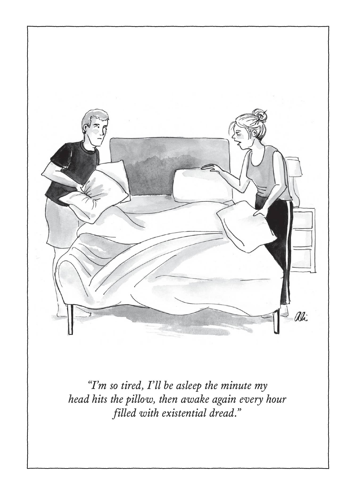HEAD HITS THE PILLOW - 5 x 7 NEW YORKER CARD