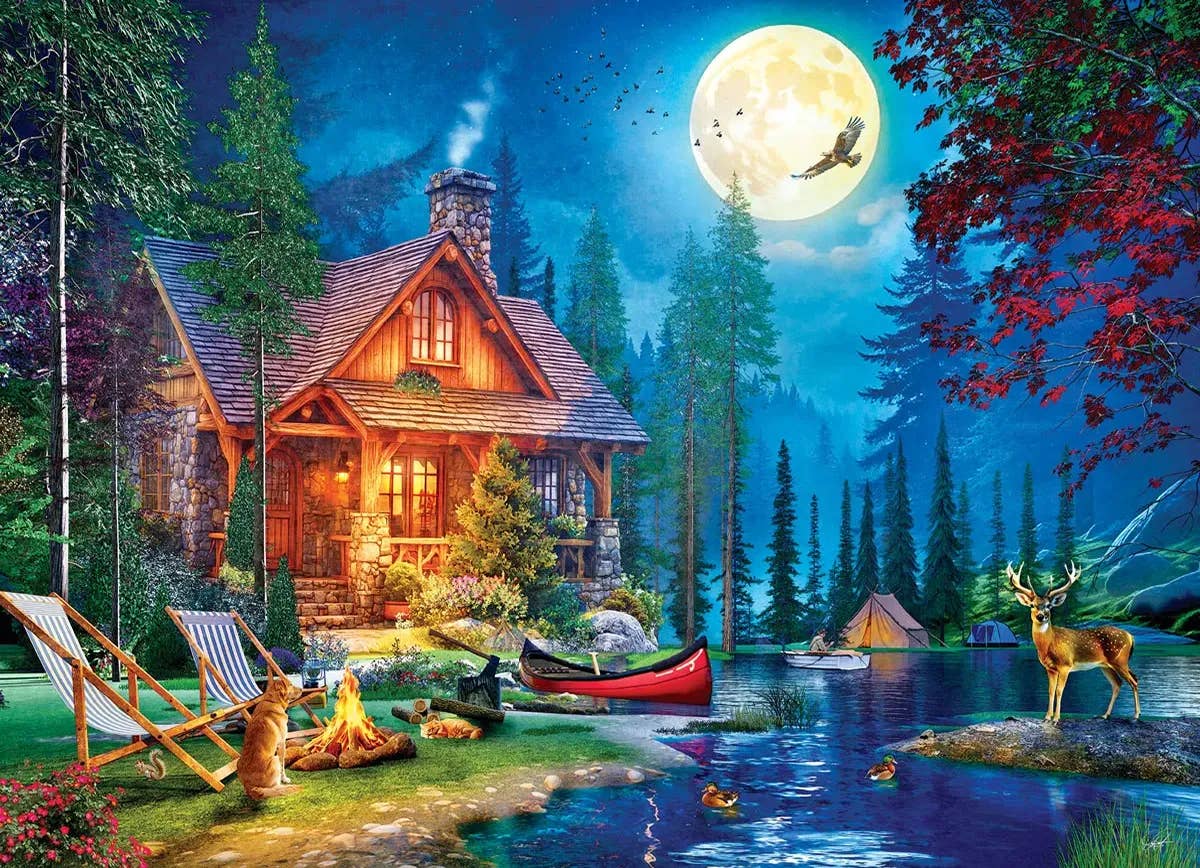 Moon Lake Cabin 1000pc Puzzle, photo 2 of 3