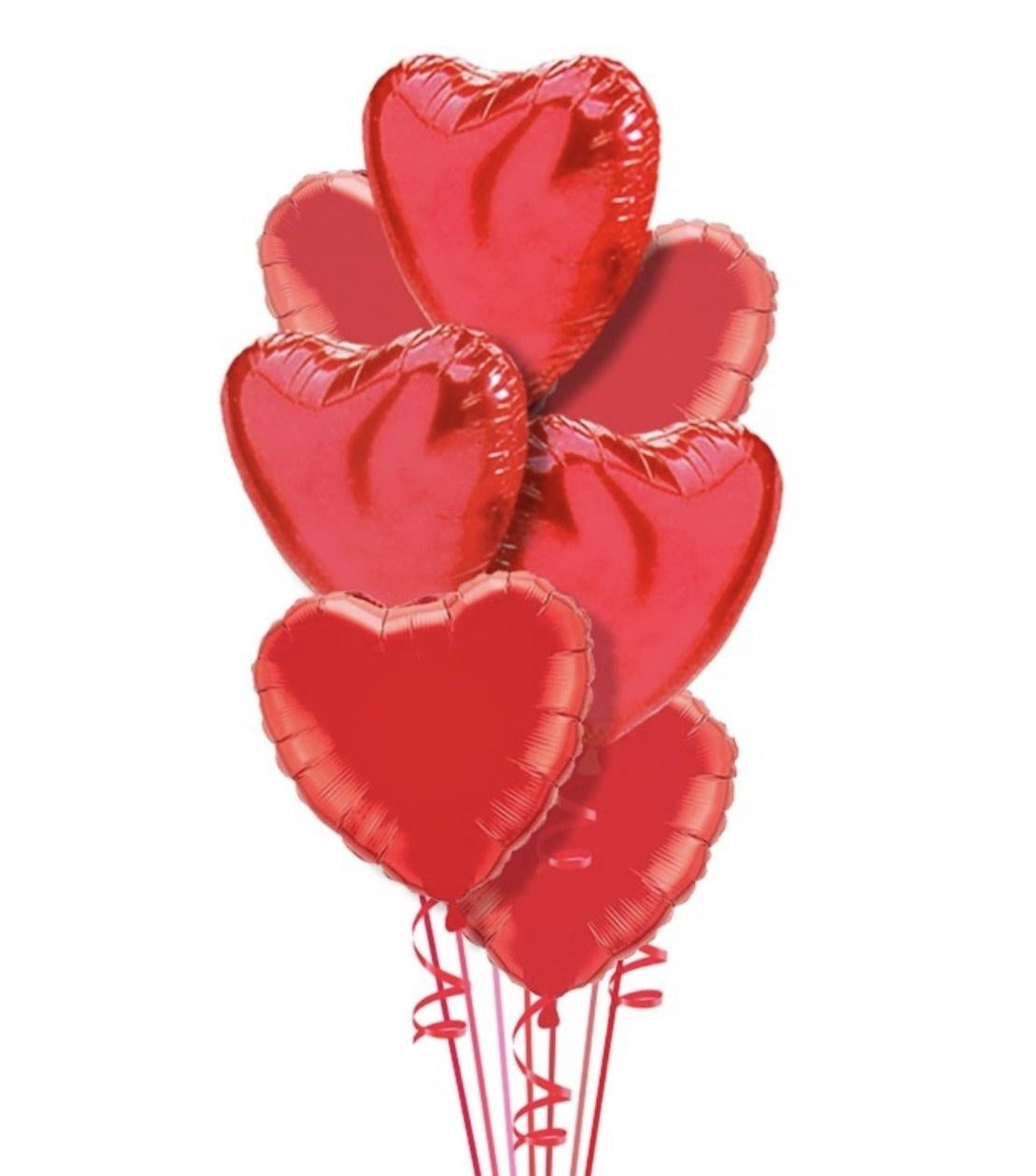Simply Red - Love Free Hearts Balloon Bouquet (12 Balloons)
