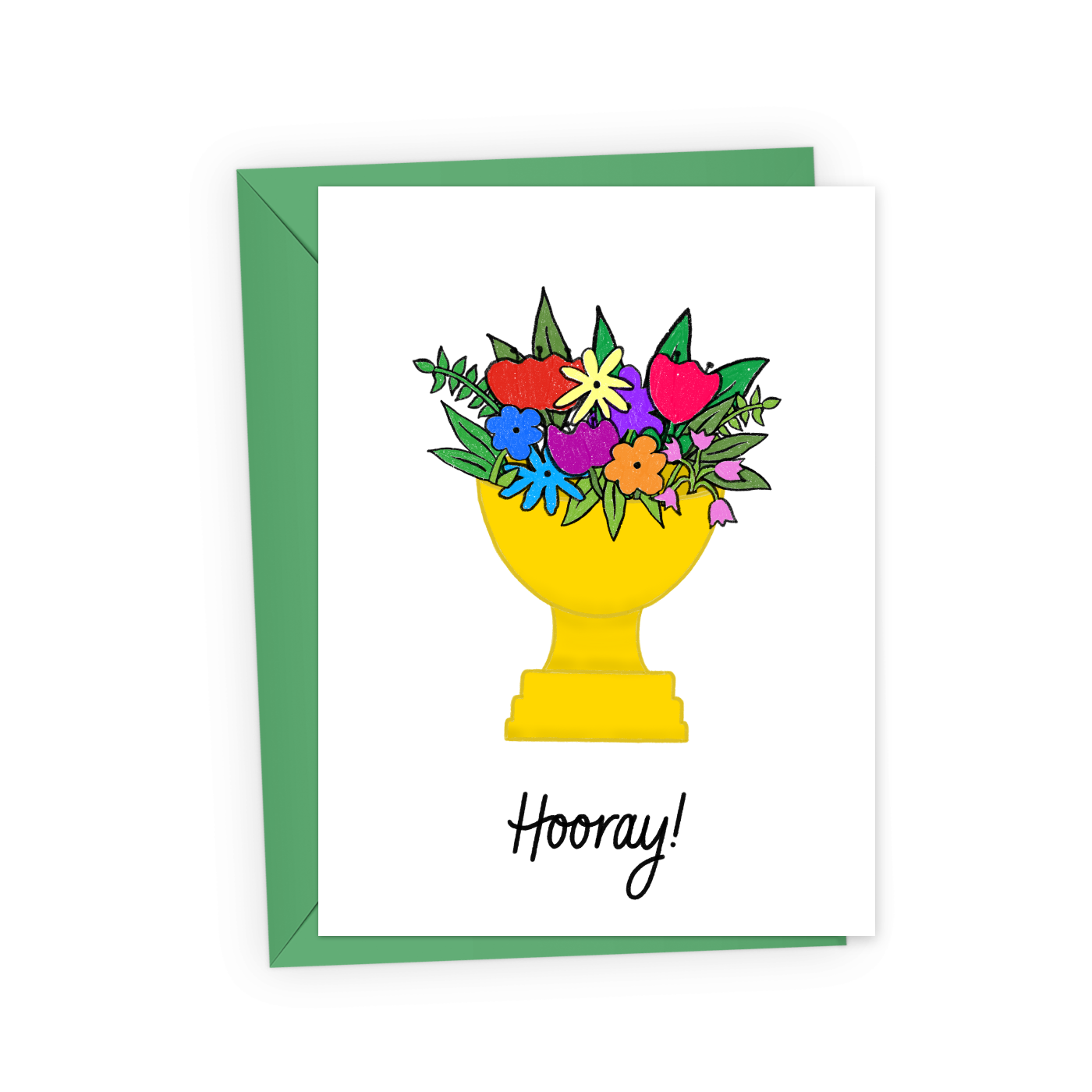 Hooray Flower Trophy Congrats Card | A2, photo 1 of 2
