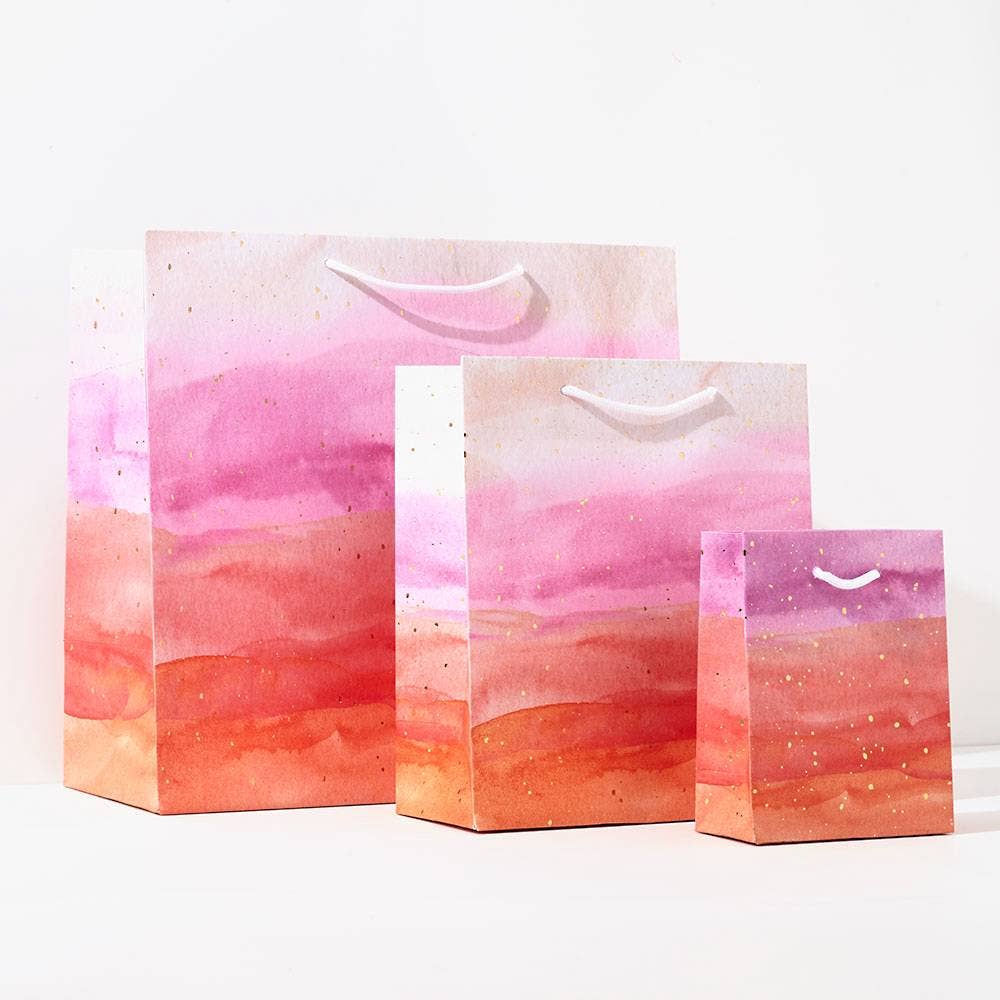 Pink Watercolor Gift Bags: Large