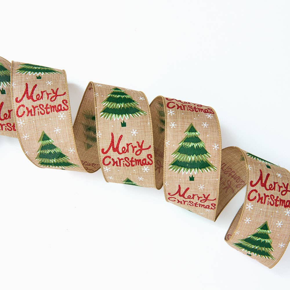 Christmas Tree Burlap Wired Ribbon, photo 2 of 3