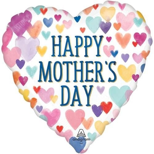 18" HAPPY MOTHER'S DAY SPRINKLED HEARTS BALLOON