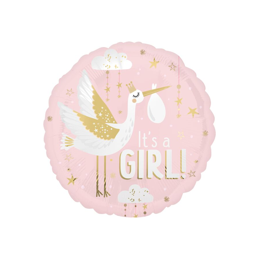 18in Satin Special Delivery Baby Girl Foil Balloon