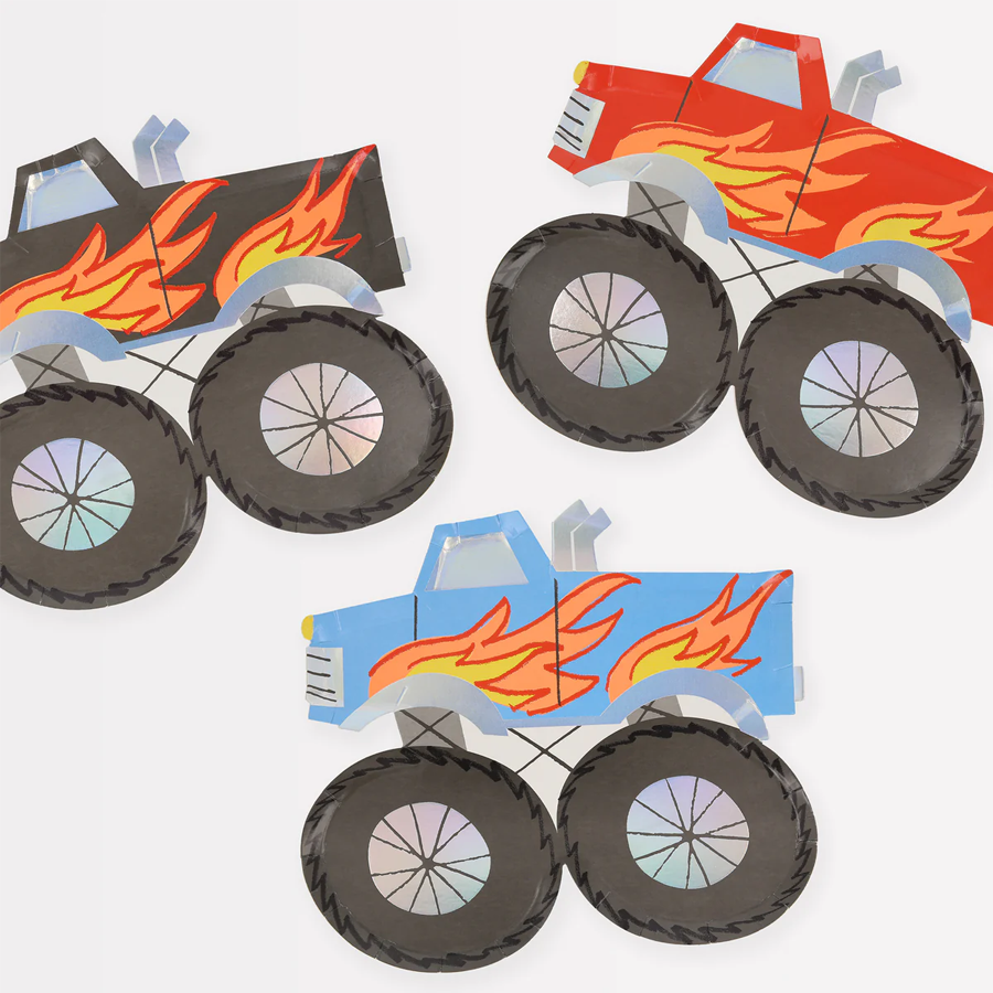 Meri Meri Monster Truck Plates - Set of 8