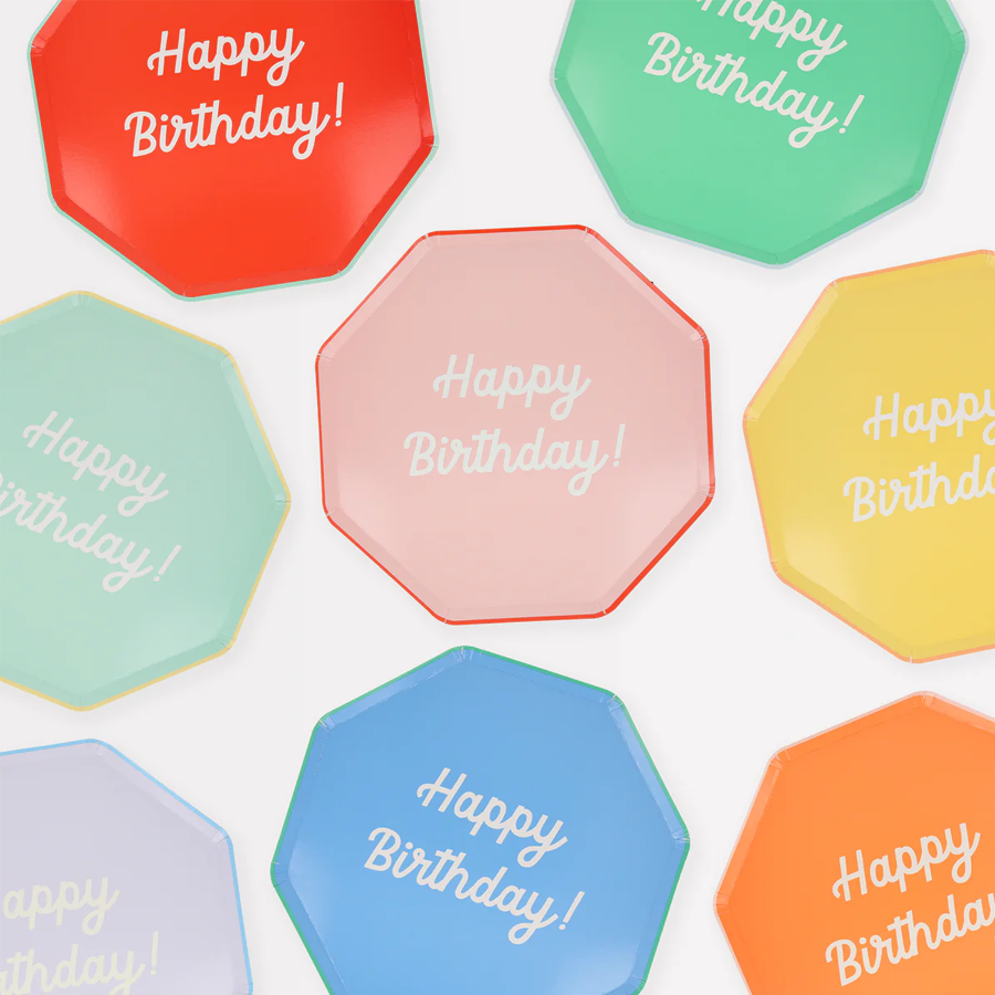 Meri Meri Mixed Happy Birthday Dinner Plates - 8 Count