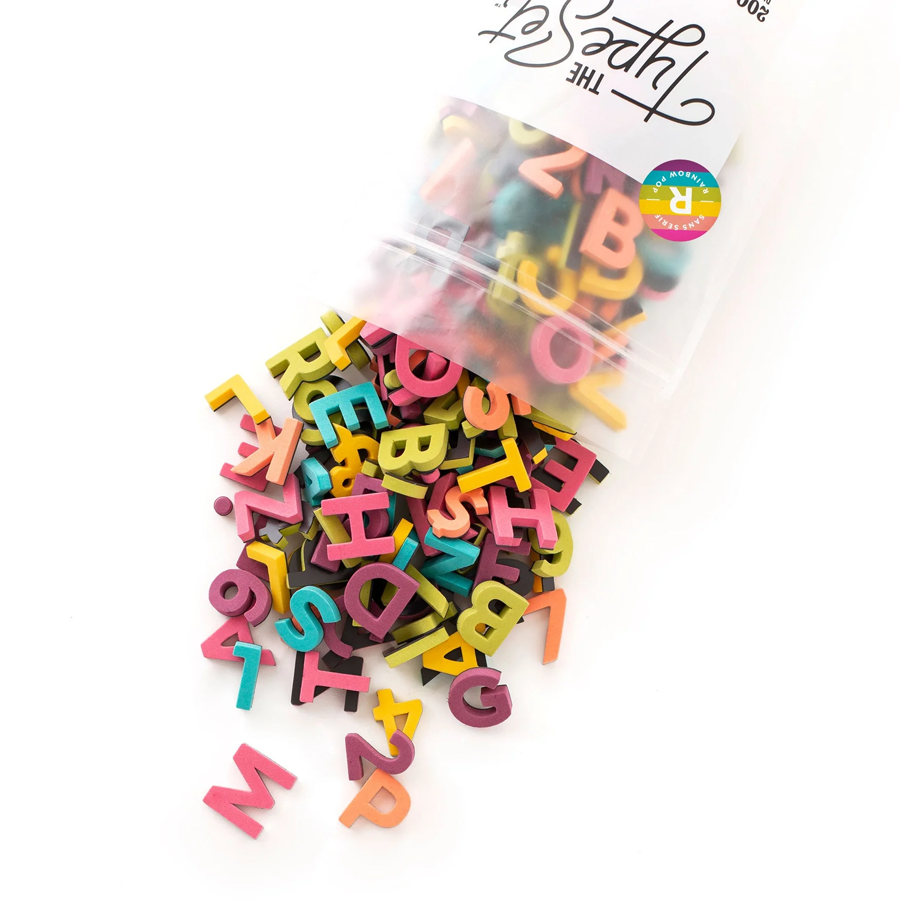 The Type Set Soft Magnetic Letters 1" 200-Piece Sans Serif - Rainbow Pop