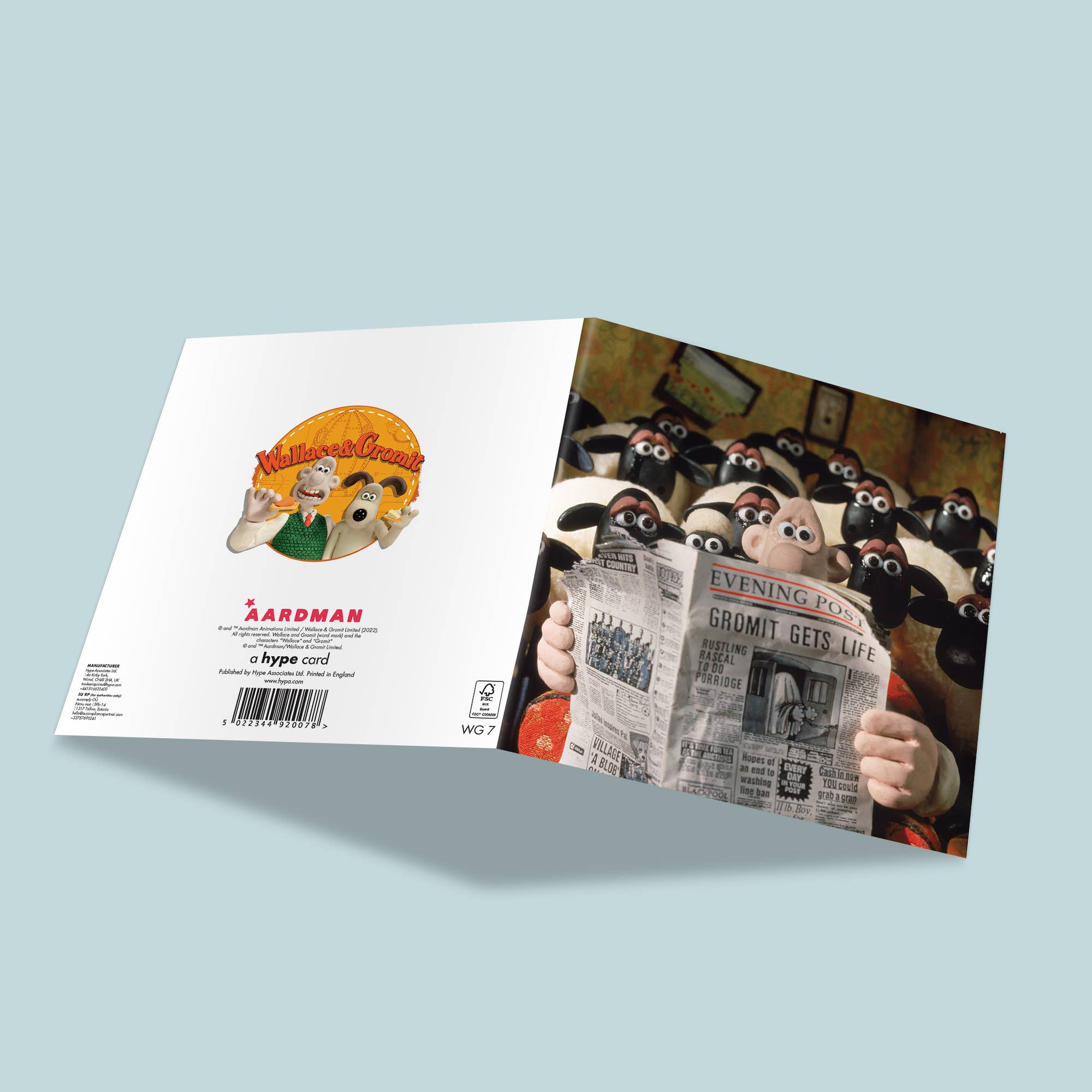 Square Greeting Card | Wallace and Gromit | Reading Paper, photo 2 of 2