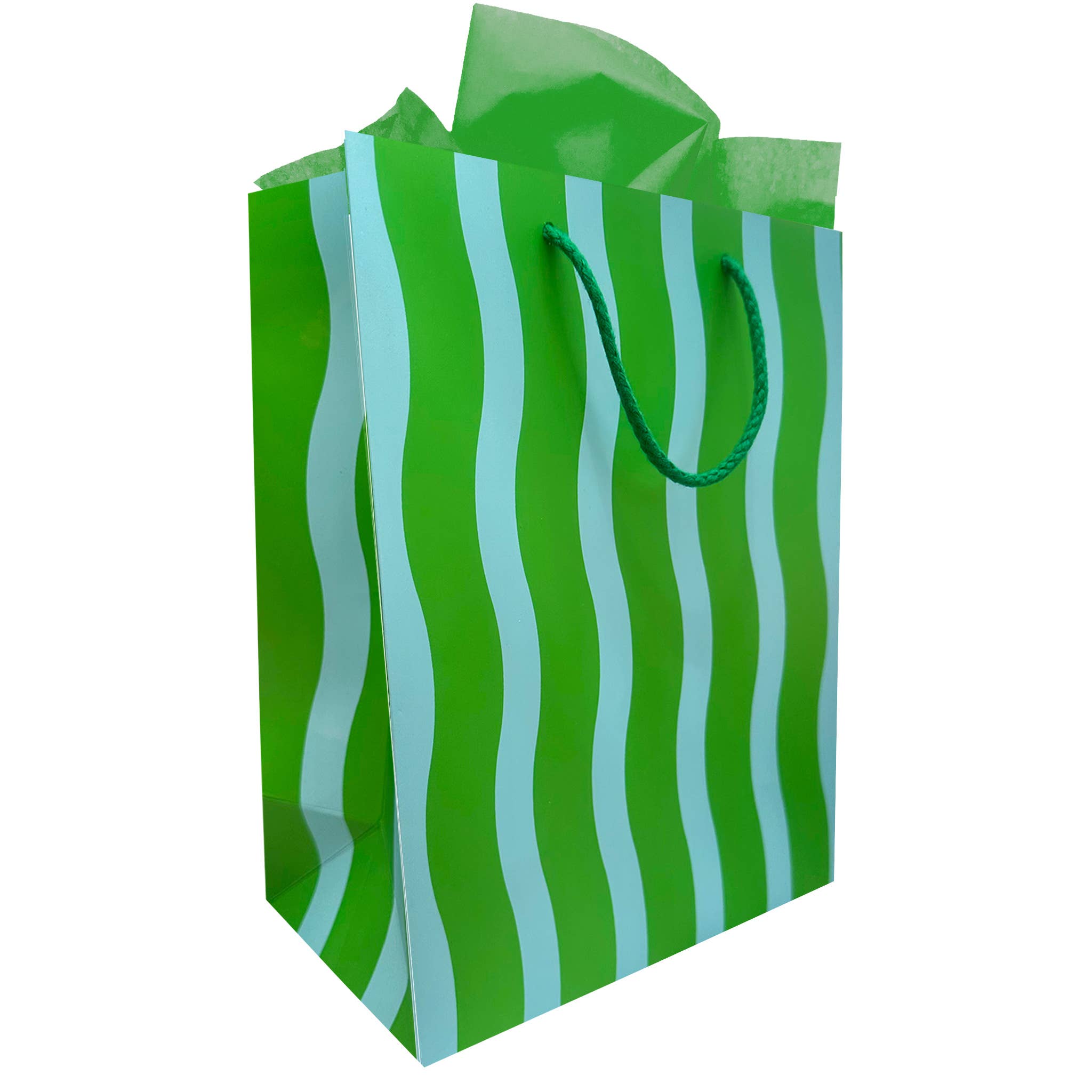 Green/Aqua Fussy Stripe Gift Bag, photo 1 of 3