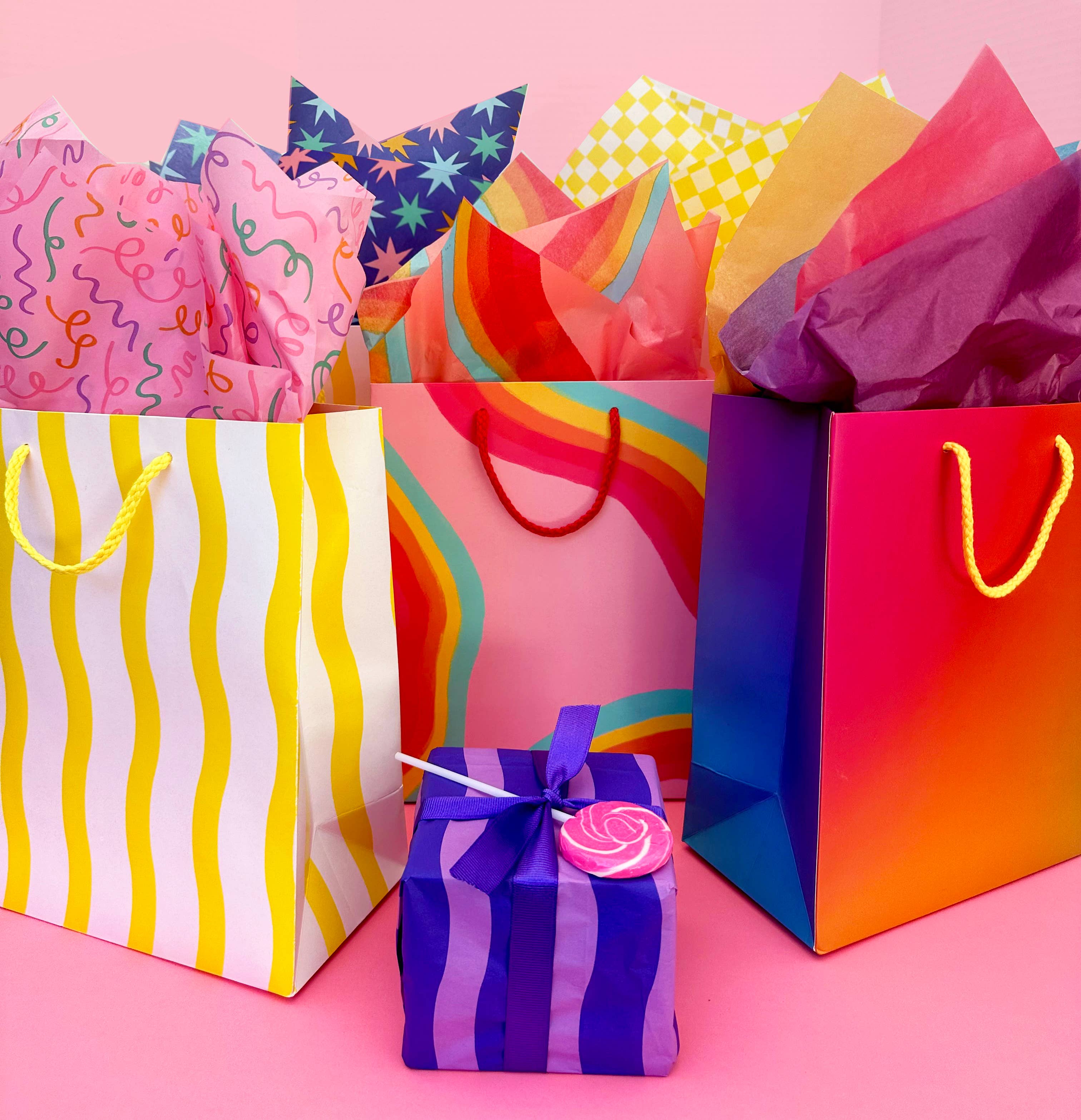 Yellow Fussy Stripe Gift Bag, photo 3 of 3