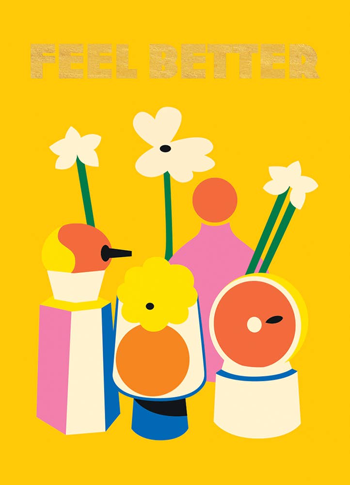 GET WELL FLOWERS GET WELL GREETING CARD 4.5 x 6.25"
