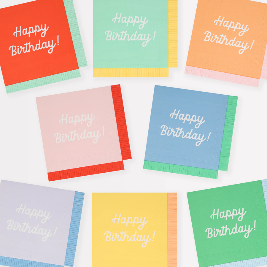 Meri Meri Mixed Happy Birthday Large Napkins - 16 Count