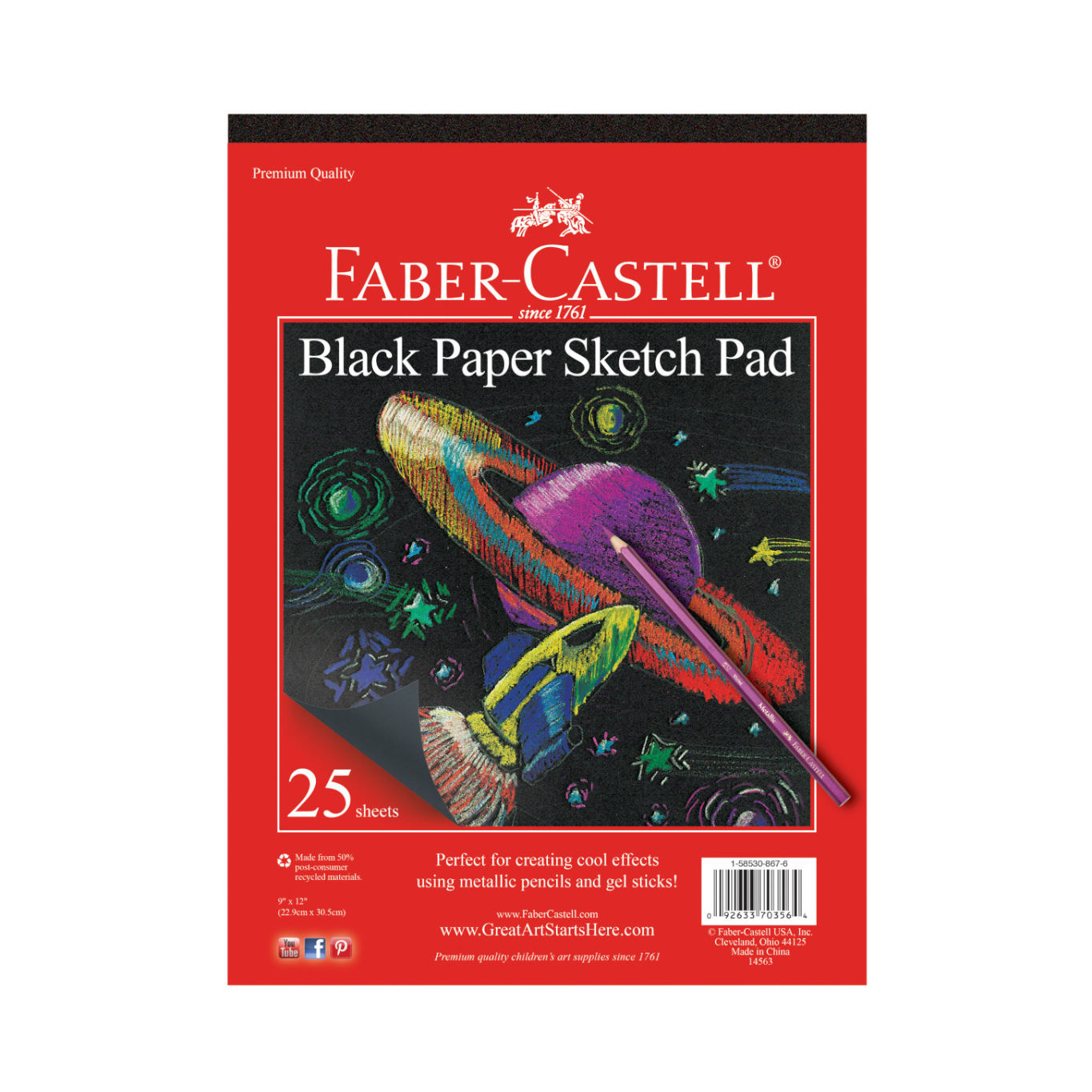 Black Paper Pad 9" x 12"