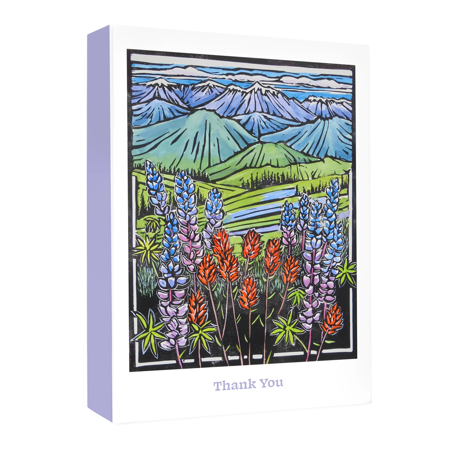 Pomegranate Molly Hashimoto: Paintbrush and Lupine Boxed Thank You Notes