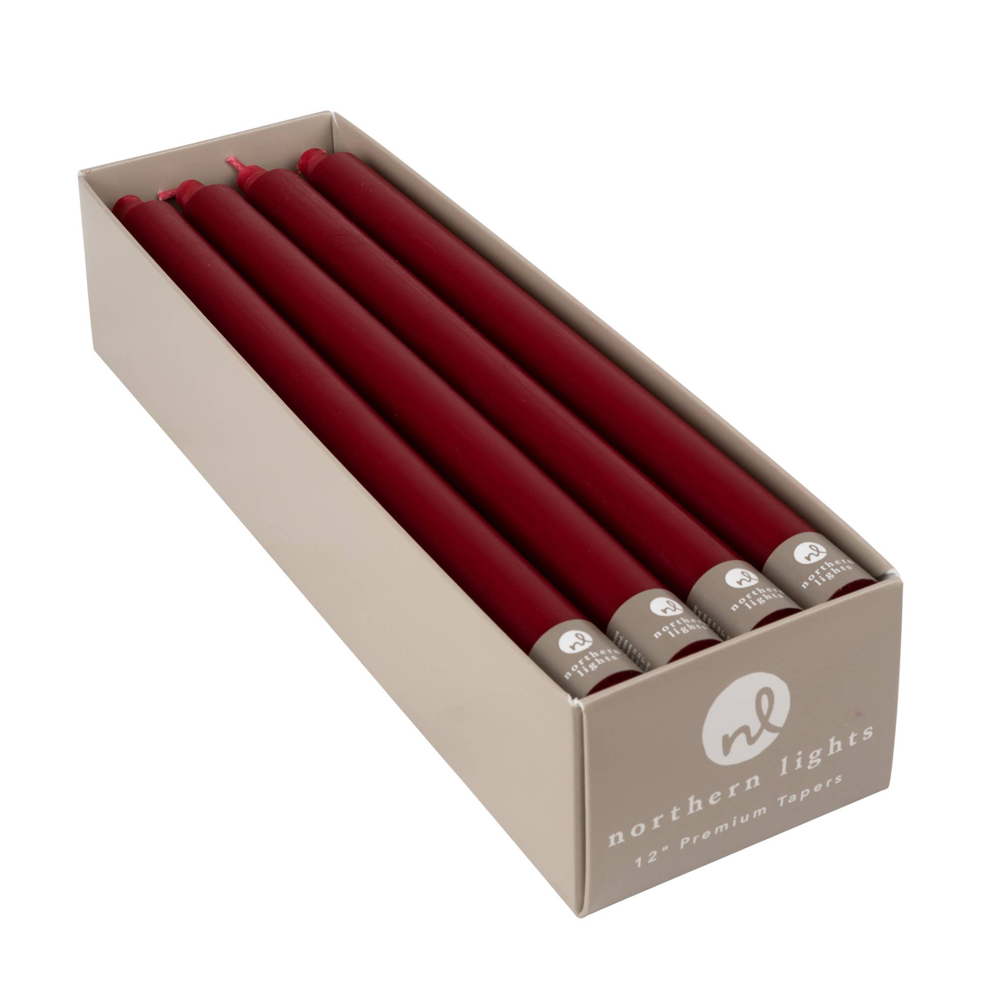 12" Taper Candles - 12pc Box: Crimson, photo 1 of 8