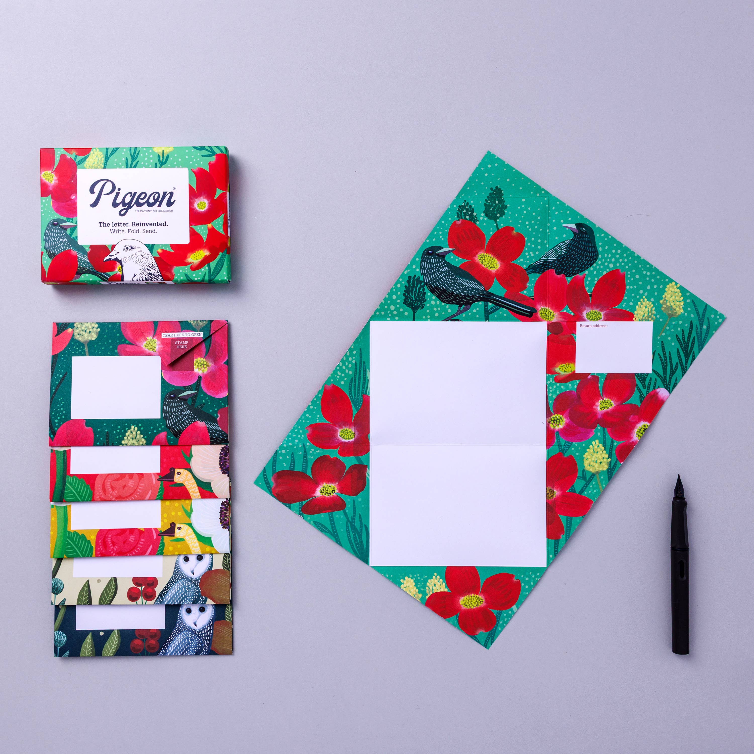 Dusk to Dawn Pigeon, Folding Letter Set – Pack of 6, photo 2 of 4