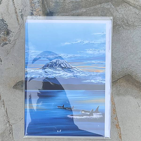 Mount Rainier & Orca's "On the Hunt" | Greeting card: A7, photo 3 of 3