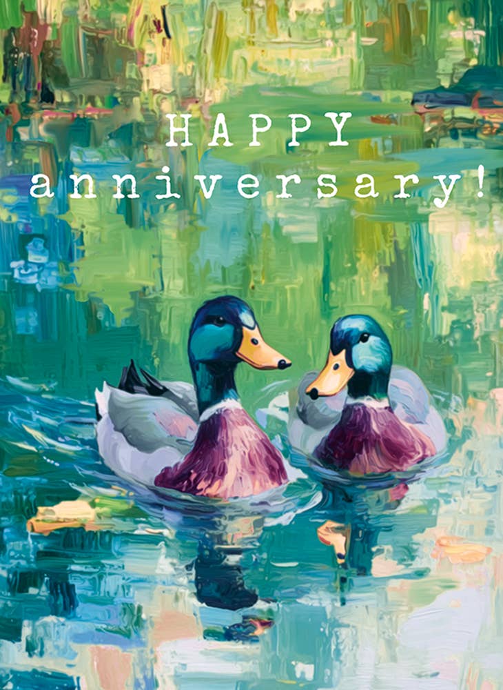 TWO DUCKS ANNIVERSARY GREETING CARD 4.5 x 6.25"