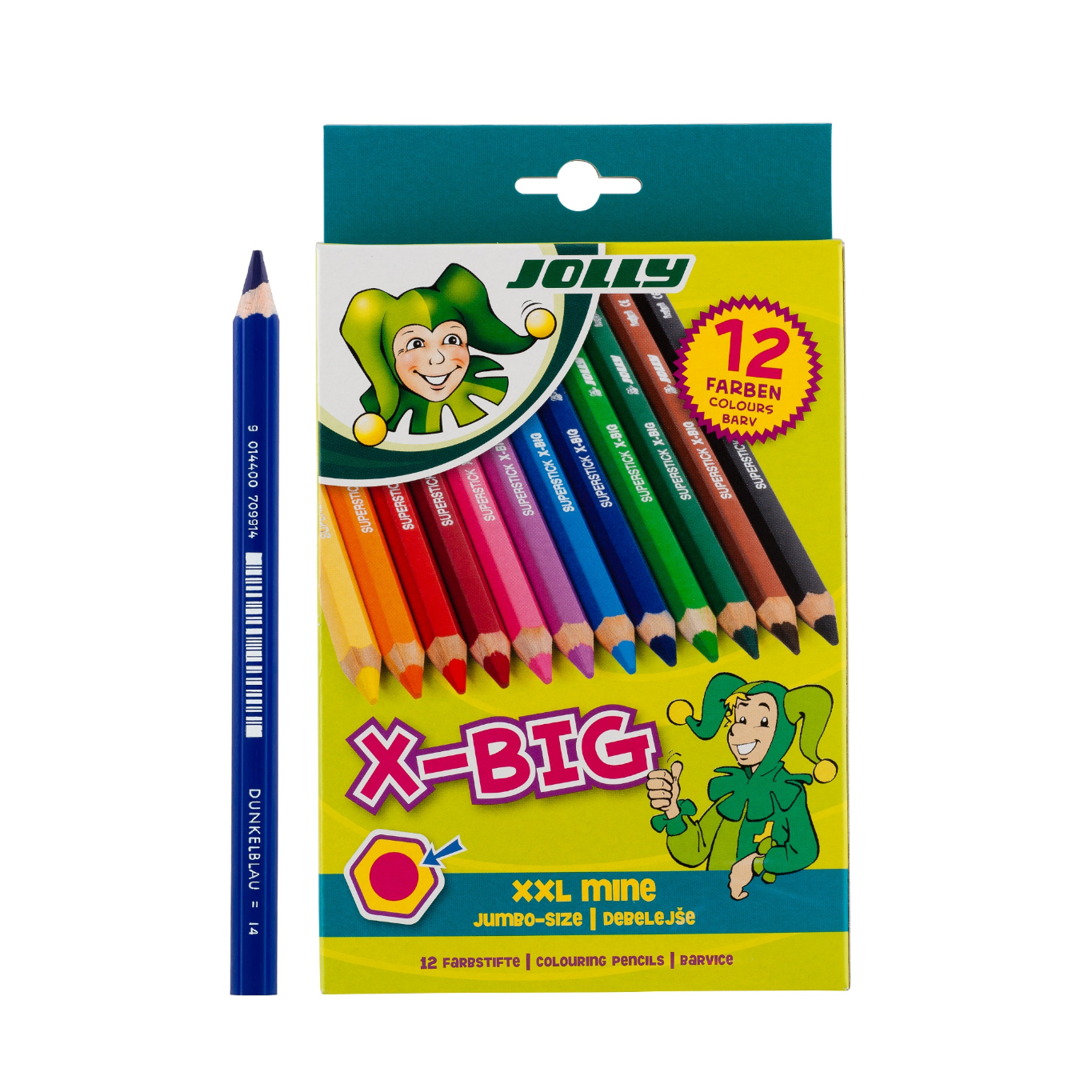 Jolly X-Big Jumbo Colored Pencils, Assorted Colors, Set of 12